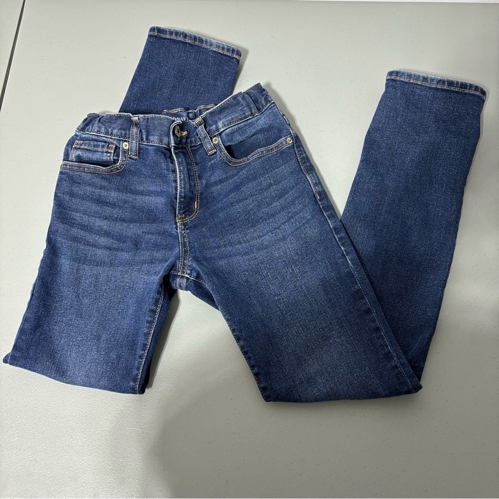 Old Navy Skinny Blue Denim Dark Wash Jeans Boys 12 Reg Adjustable Waist